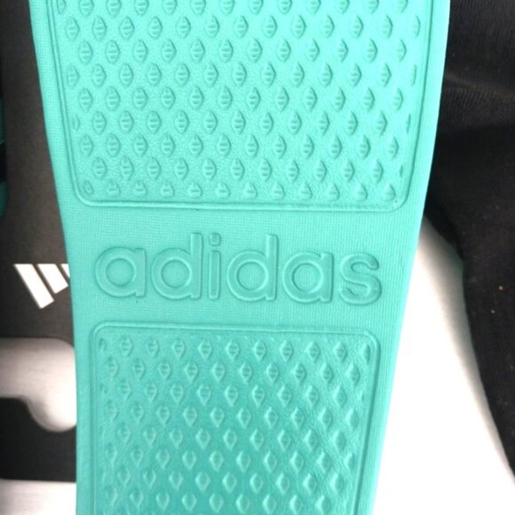 Adidas Adilette Aqua Men's Slide -Sandals Size 12 Teal New Tags + Free Socks - Picture 7 of 9
